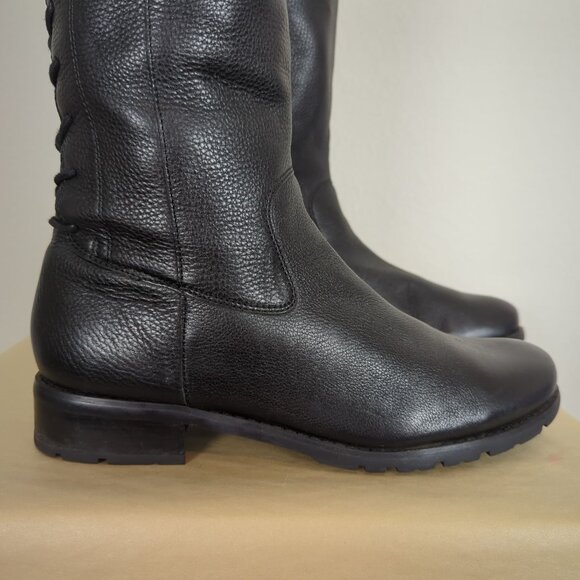 Sofft Sharnell II Black Tall Leather Women Lace up Boots 11M Waterproof - Picture 9 of 16